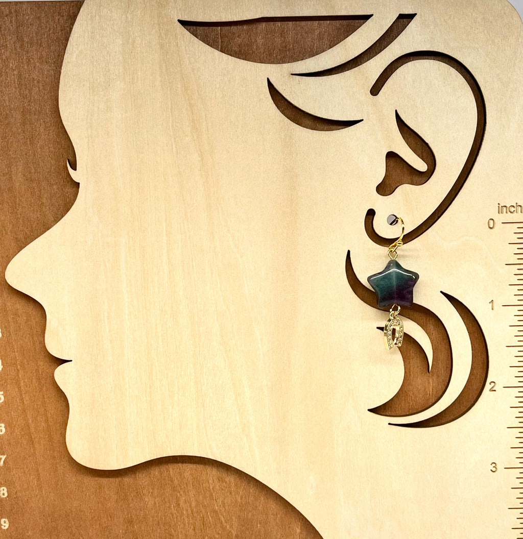 Fluorite Star & Horseshoe Drop Earrings
