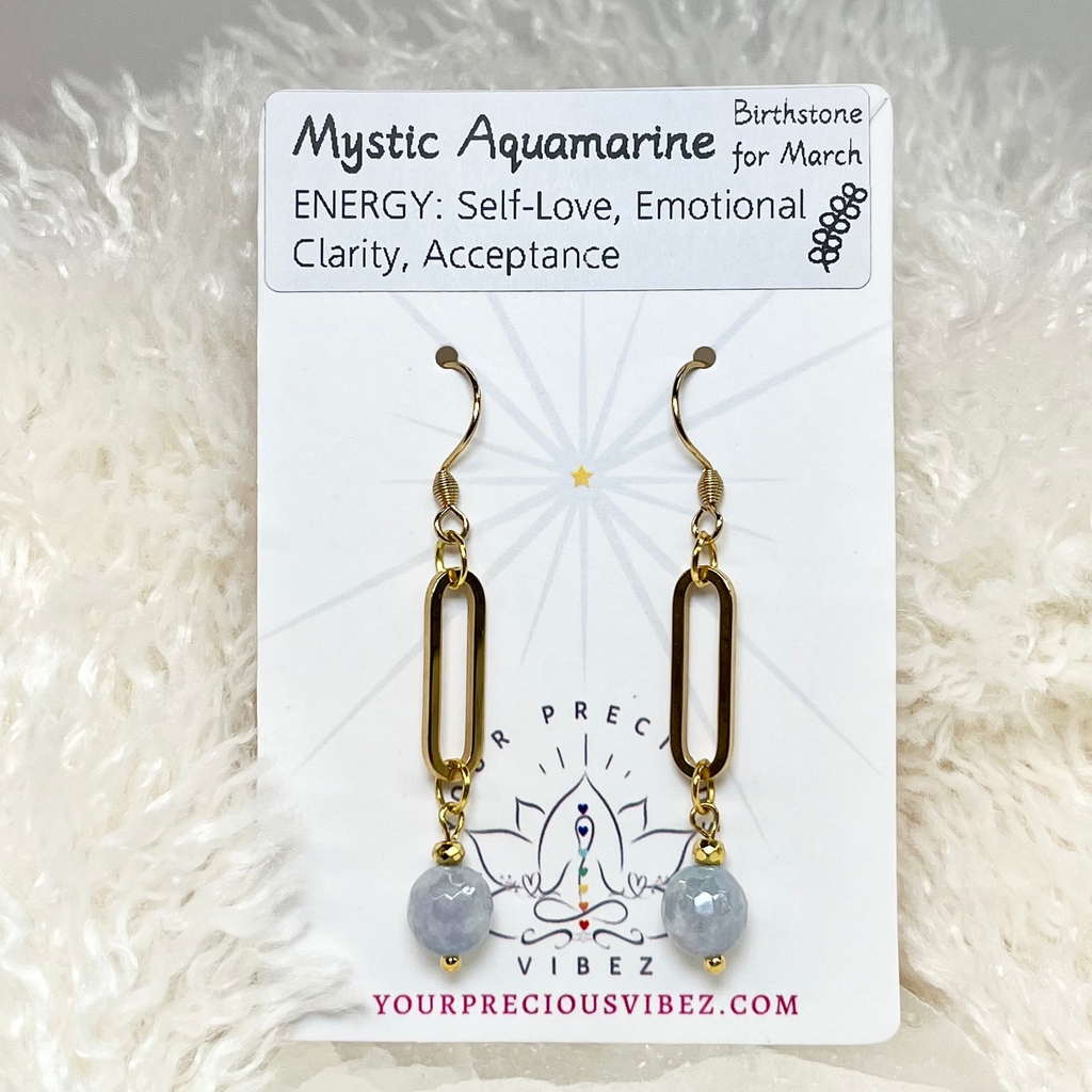 Mystic Aquamarine Link Drop Earrings