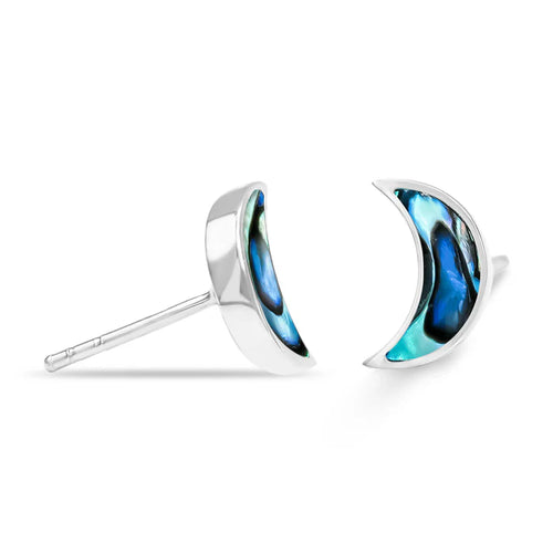 Starborn Abalone Shell Crescent Moon Post Earrings | Sterling Silver